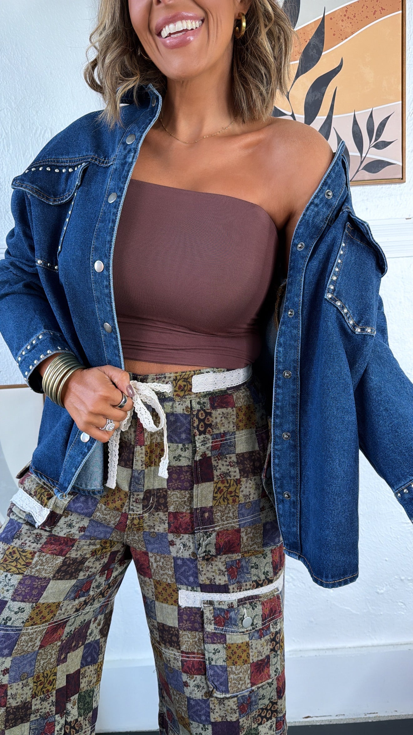 Western Halo Studded Jacket, denim