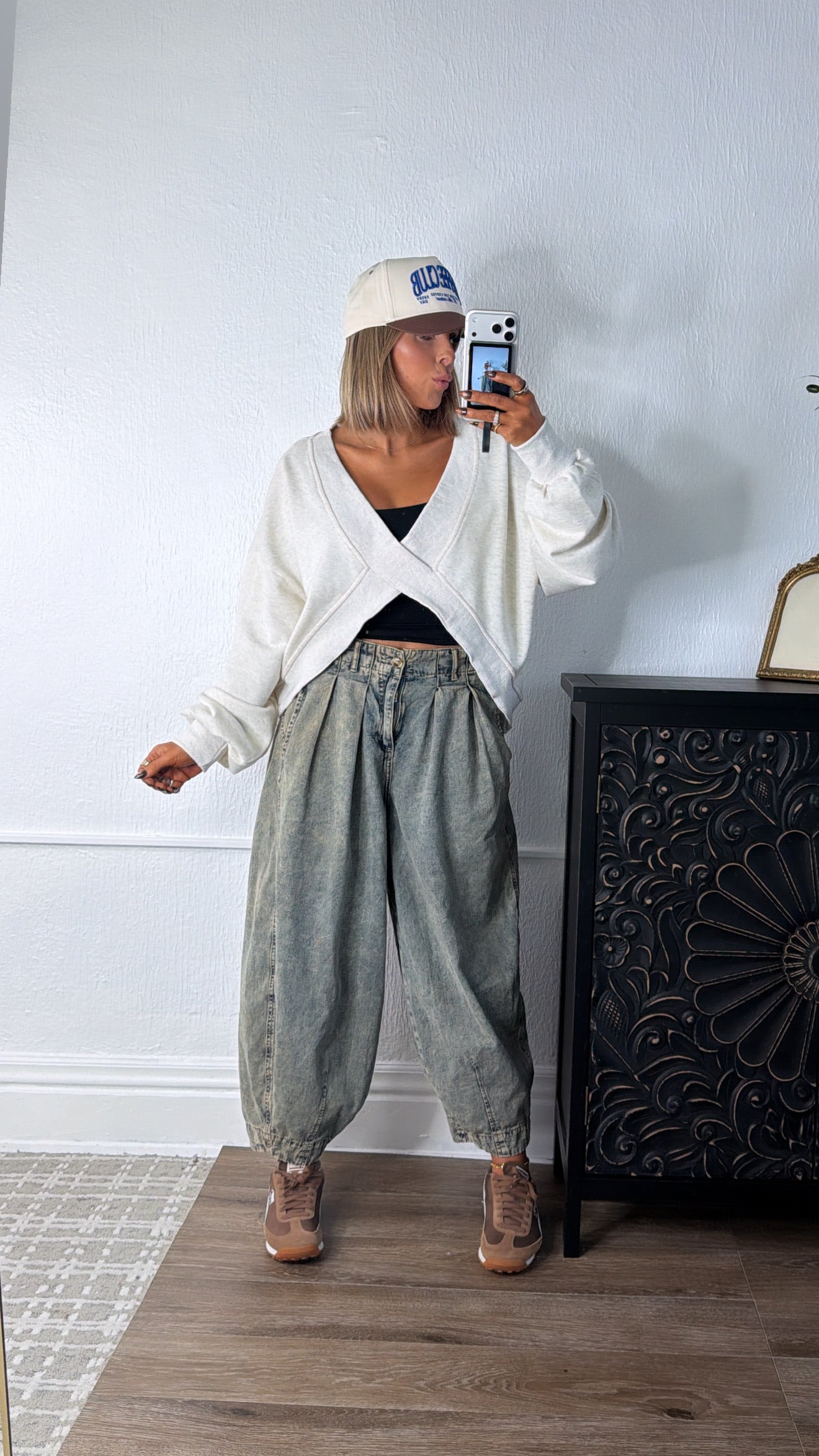 Washed Barrel Pants, Denim