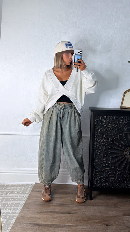 Washed Barrel Pants, Denim