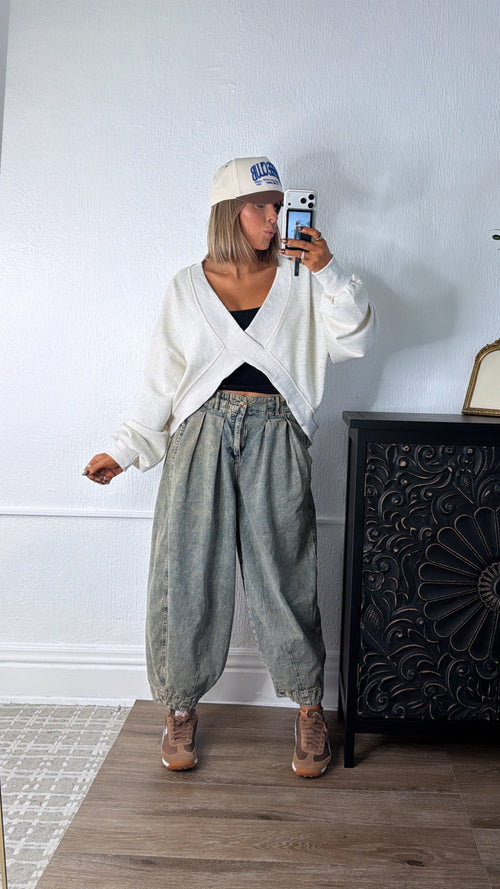 Washed Barrel Pants, Denim
