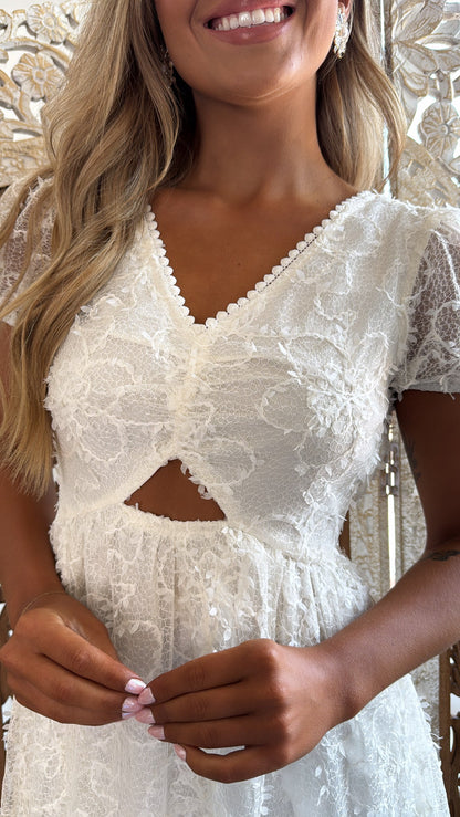 Soft Spoken Love Midi Dress, Cream