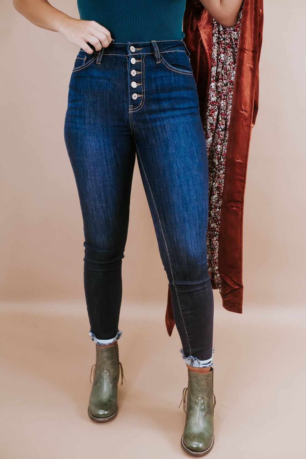 Tristen Button Up, Dark Wash KANCAN