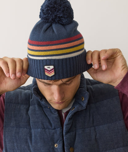 Stripe Pom Beanie