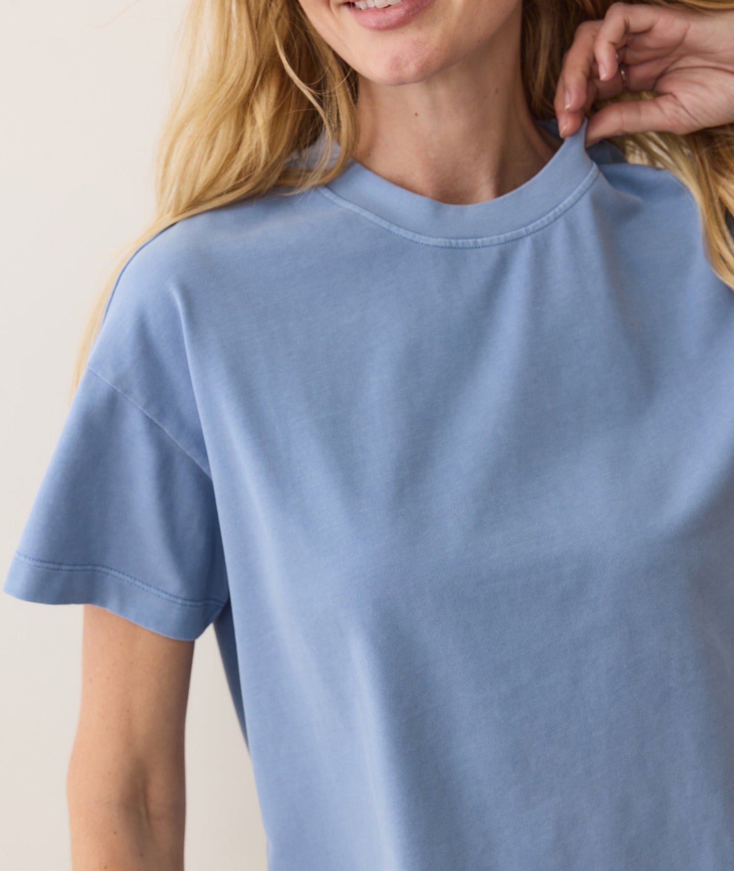 Women's Luxe Jersey Crew Tee in Coastal Blue