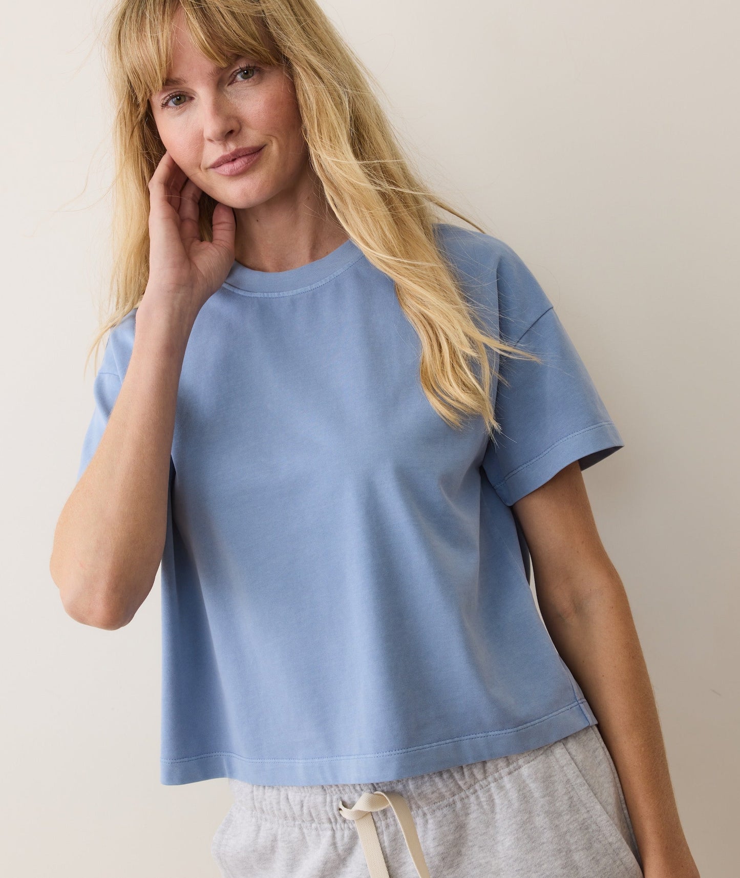 Women's Luxe Jersey Crew Tee in Coastal Blue