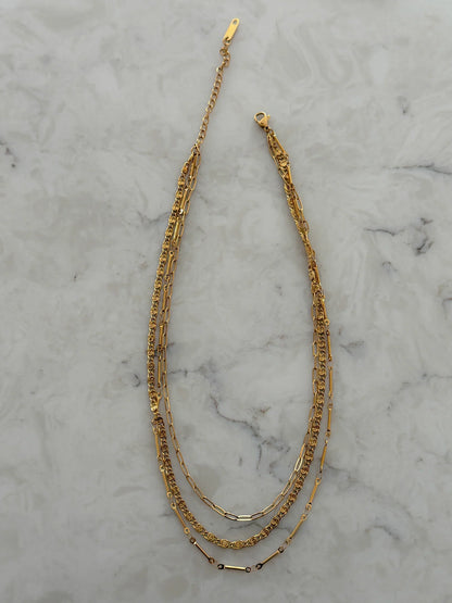 Triple Layered Necklace, Gold