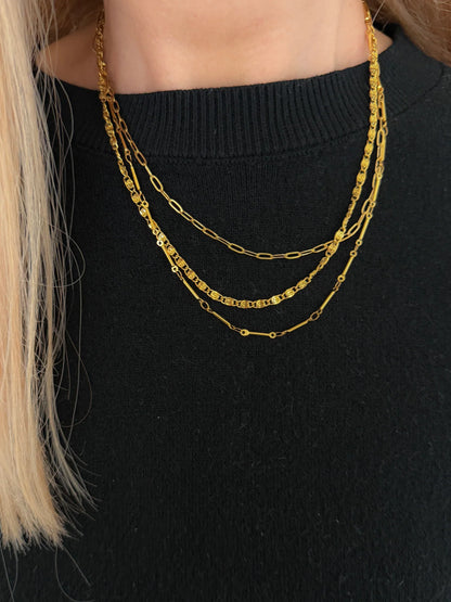 Triple Layered Necklace, Gold