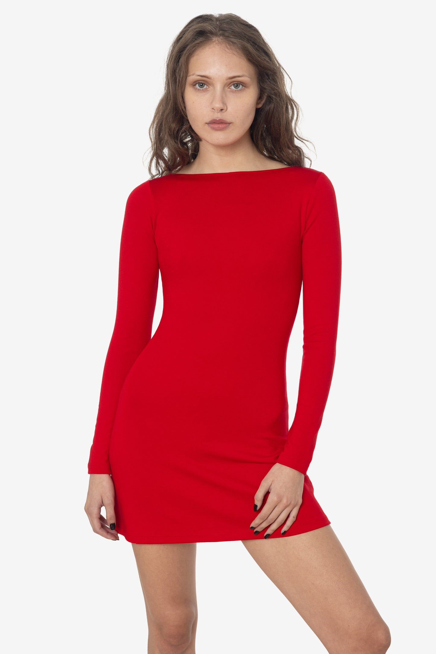 PON3644 - Ponte Long Sleeve Boatneck Dress