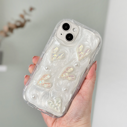 Pearly Hearts Phone Case - Clear