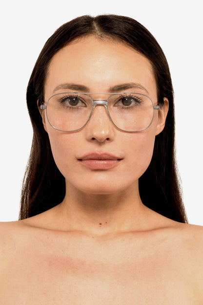 SGMETAL - Unisex Chrome Aviator Glasses
