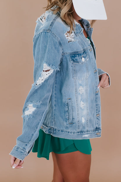 Unhinged Distressed Denim Jacket, Light