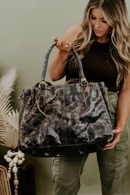 Rockaway Leather Tote, Black Luxe