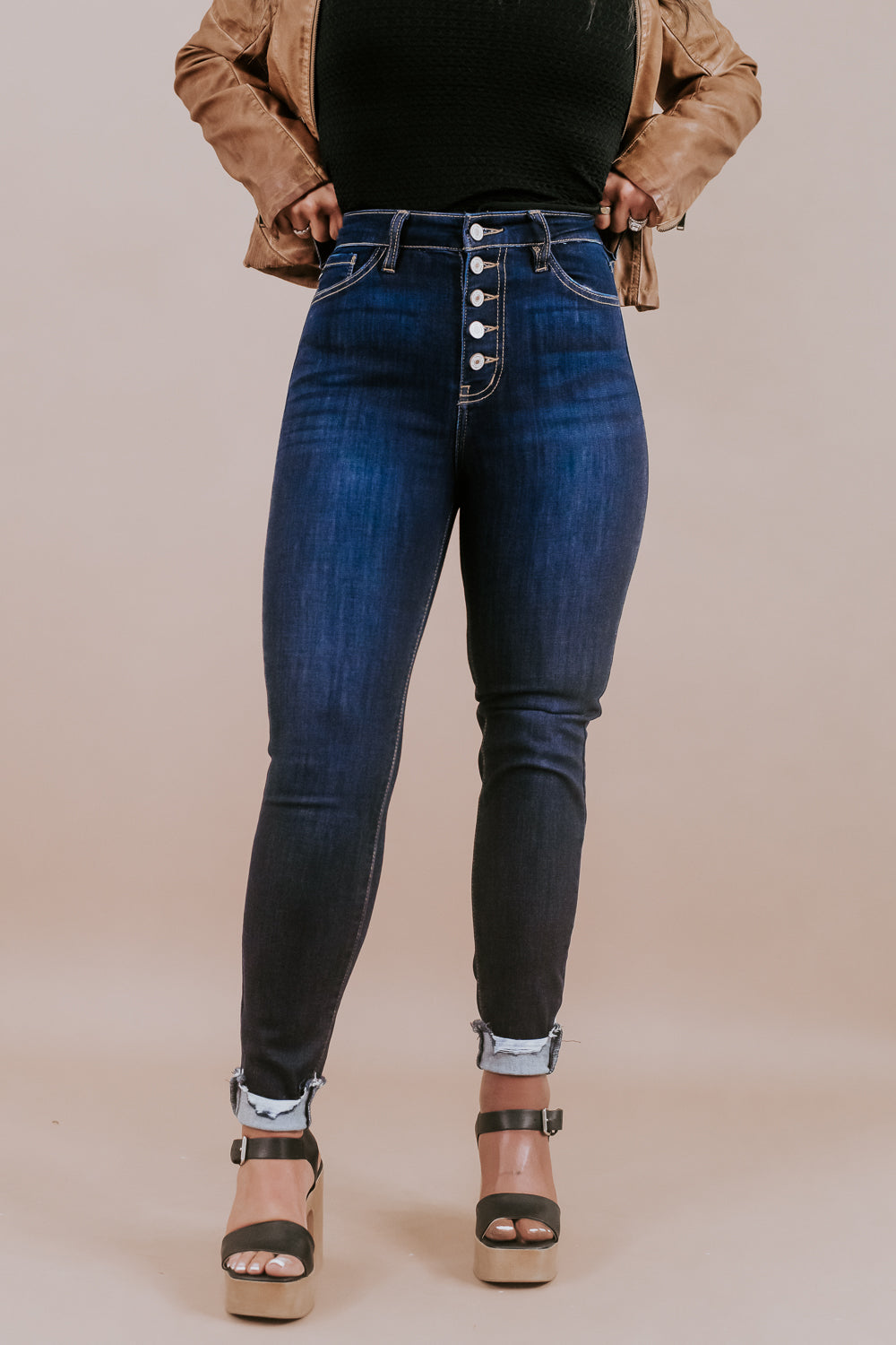 Tristen Button Up, Dark Wash KANCAN