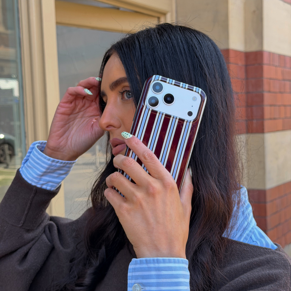 Tough Phone Case - Brown & Blue Stripes