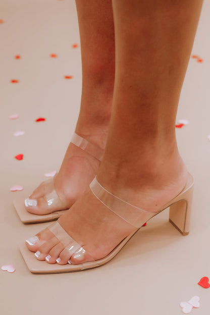 She's A Queen Clear Square Toe Heel, Clear