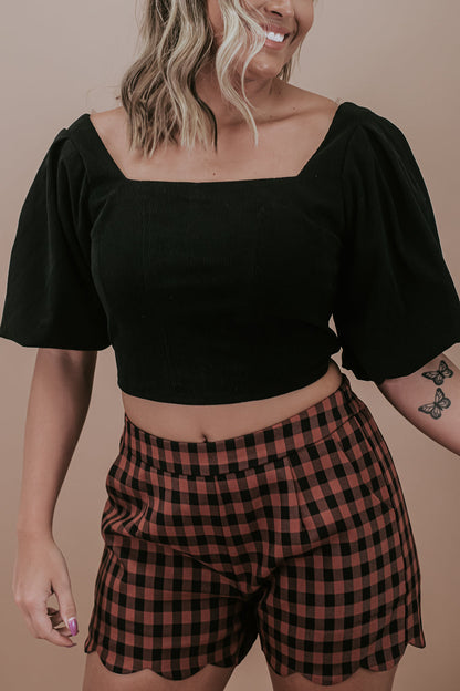 The Latest Corduroy Crop Top, Black