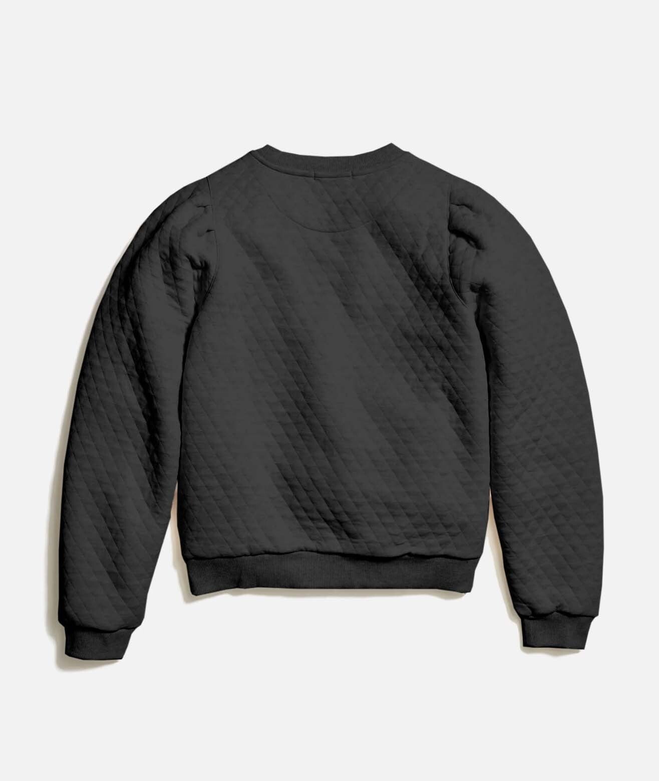 Women's Corbet Quilted Puff Sleeve Crewneck in Charcoal