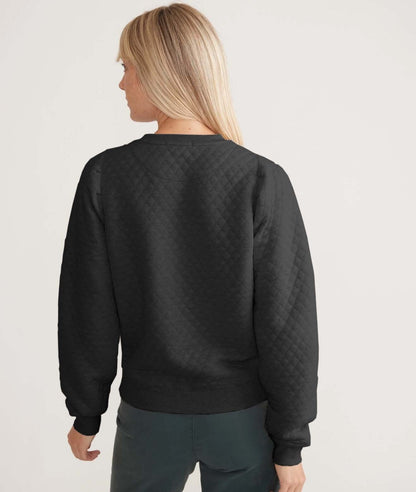 Women's Corbet Quilted Puff Sleeve Crewneck in Charcoal