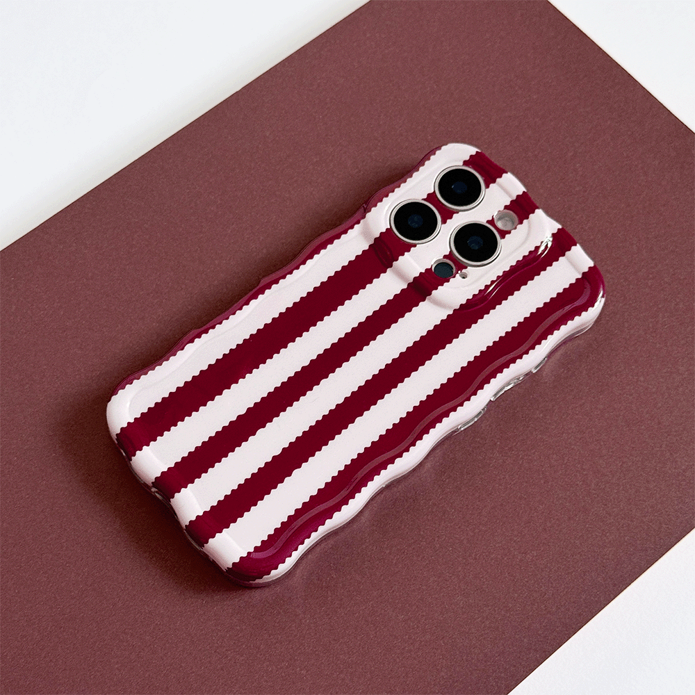 Wavy Phone Case - Blushberry Scallop Stripes