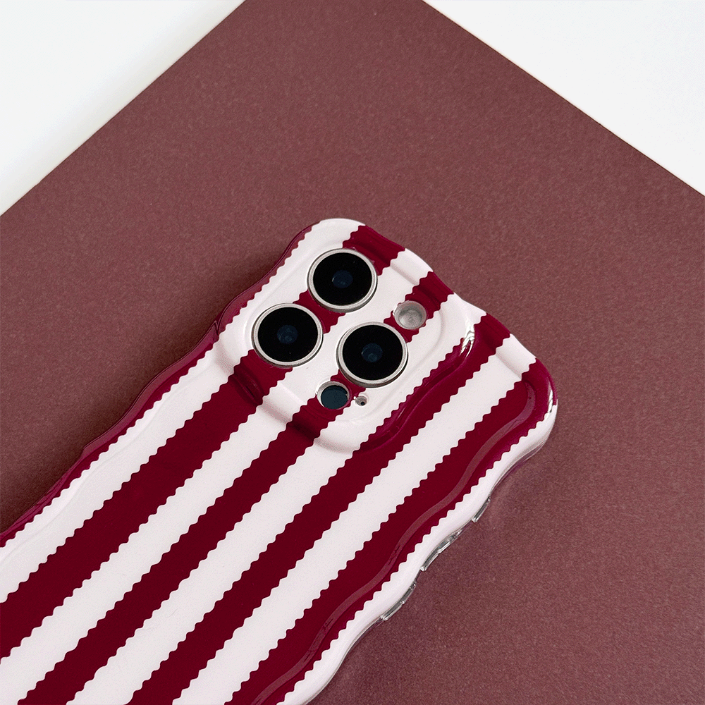 Wavy Phone Case - Blushberry Scallop Stripes