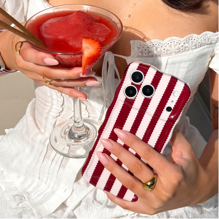 Wavy Phone Case - Blushberry Scallop Stripes