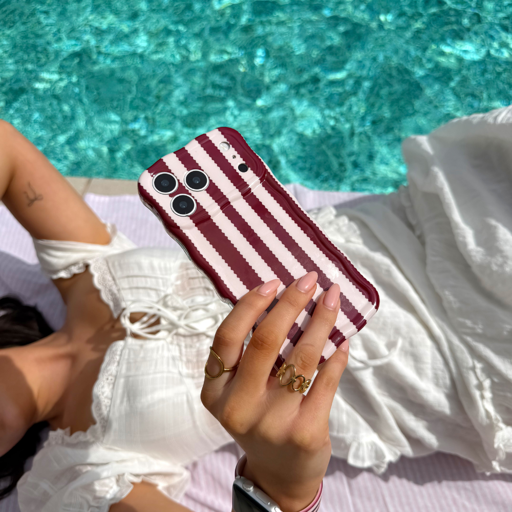 Wavy Phone Case - Blushberry Scallop Stripes
