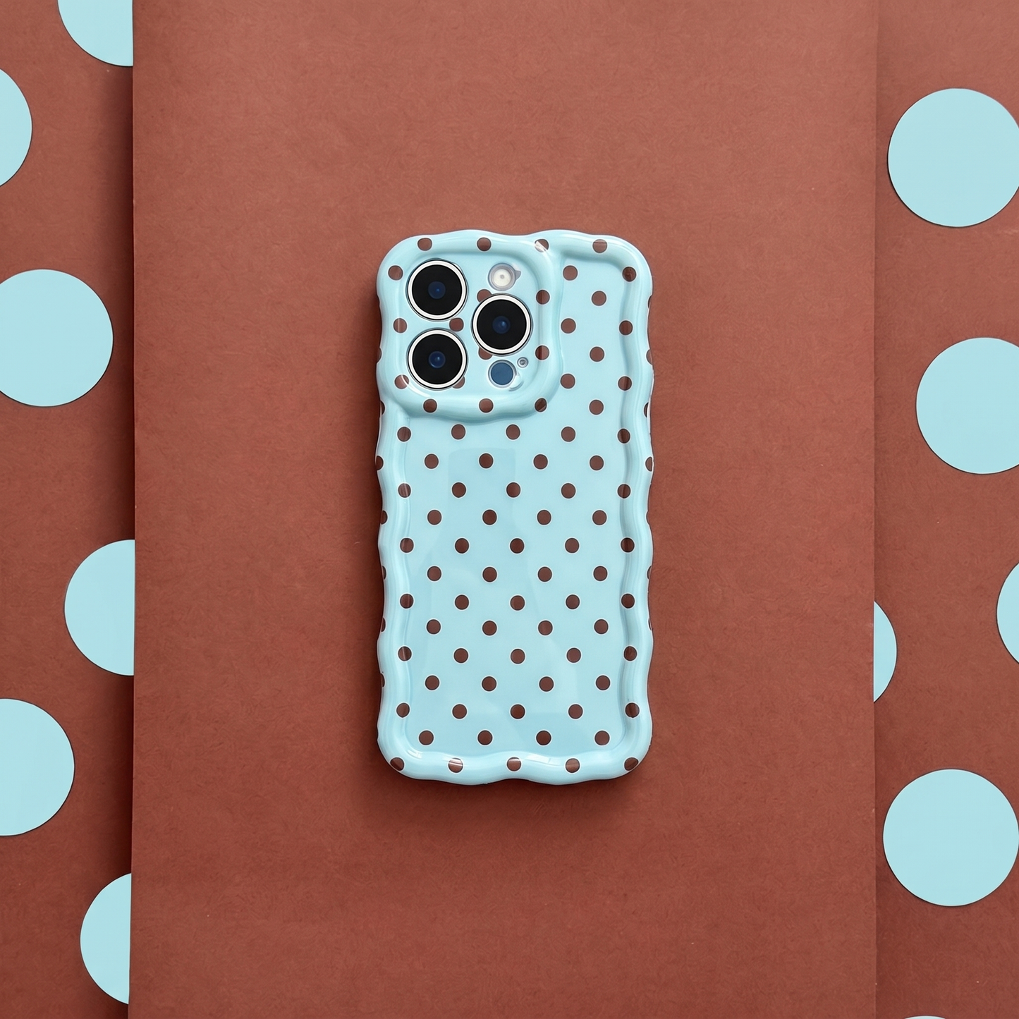 Wavy Phone Case - Powder Blue Polka Dot