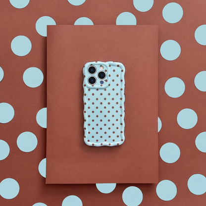 Wavy Phone Case - Powder Blue Polka Dot