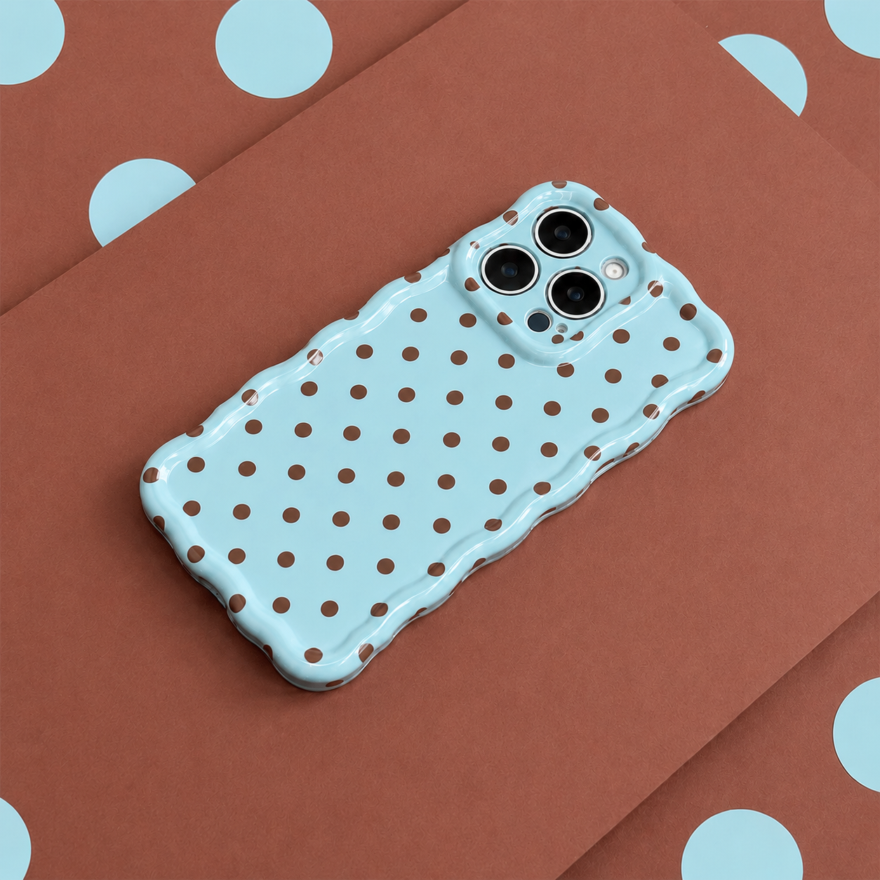 Wavy Phone Case - Powder Blue Polka Dot