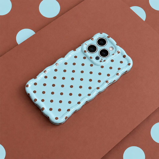 Wavy Phone Case - Powder Blue Polka Dot