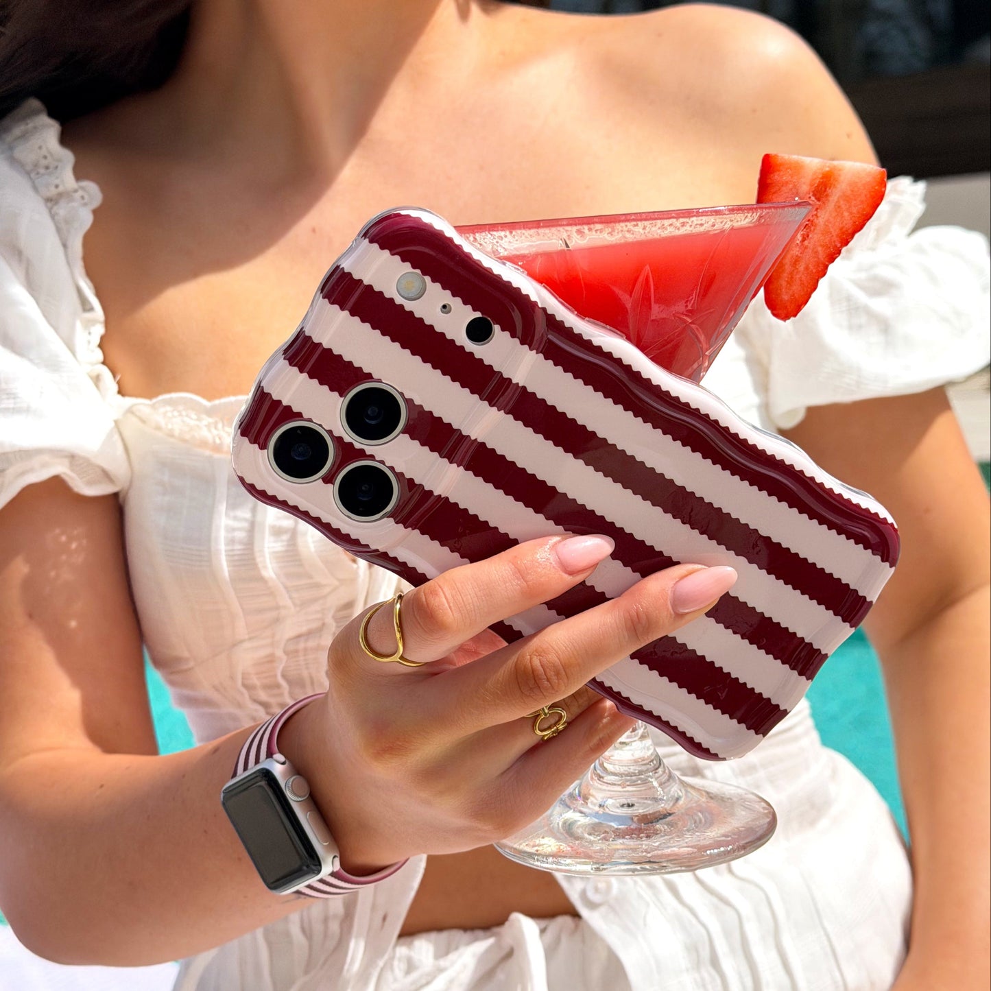 Wavy Phone Case - Blushberry Scallop Stripes