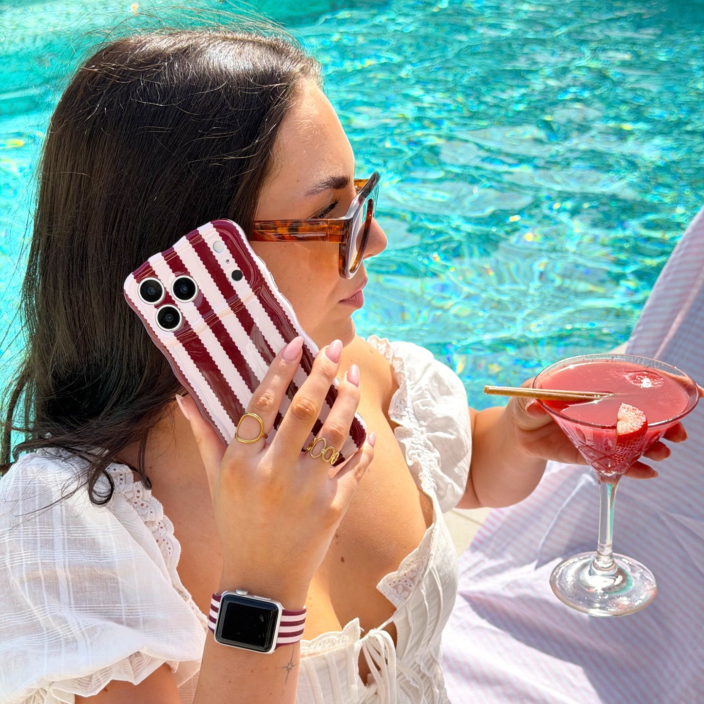 Wavy Phone Case - Blushberry Scallop Stripes
