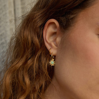 Amazonite Healing Stone Charm Earrings 18ct Gold Plate