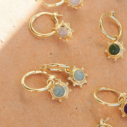 Amazonite Healing Stone Charm Earrings 18ct Gold Plate