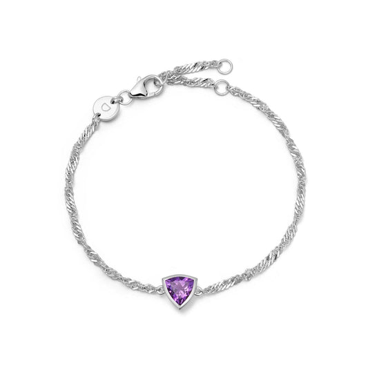 Amethyst February Birthstone Charm Bracelet Sterling Silver