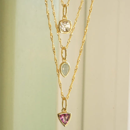 Amethyst February Birthstone Charm Necklace 18ct Gold Plate