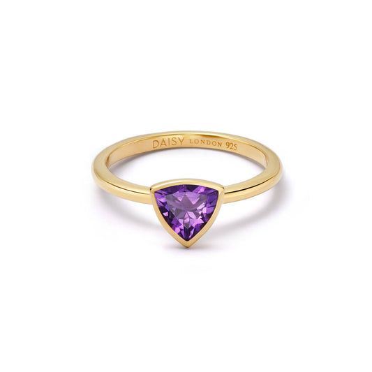 Amethyst February Birthstone Ring 18ct Gold Plate