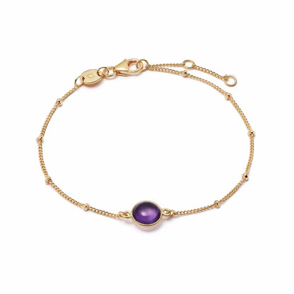 Amethyst Healing Stone Bobble Bracelet 18ct Gold Plate