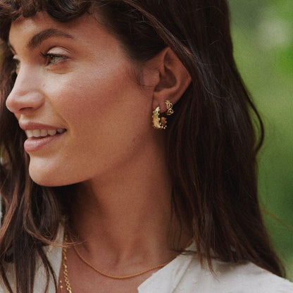 Amulet Bobble Hoop Earrings 18ct Gold Plate