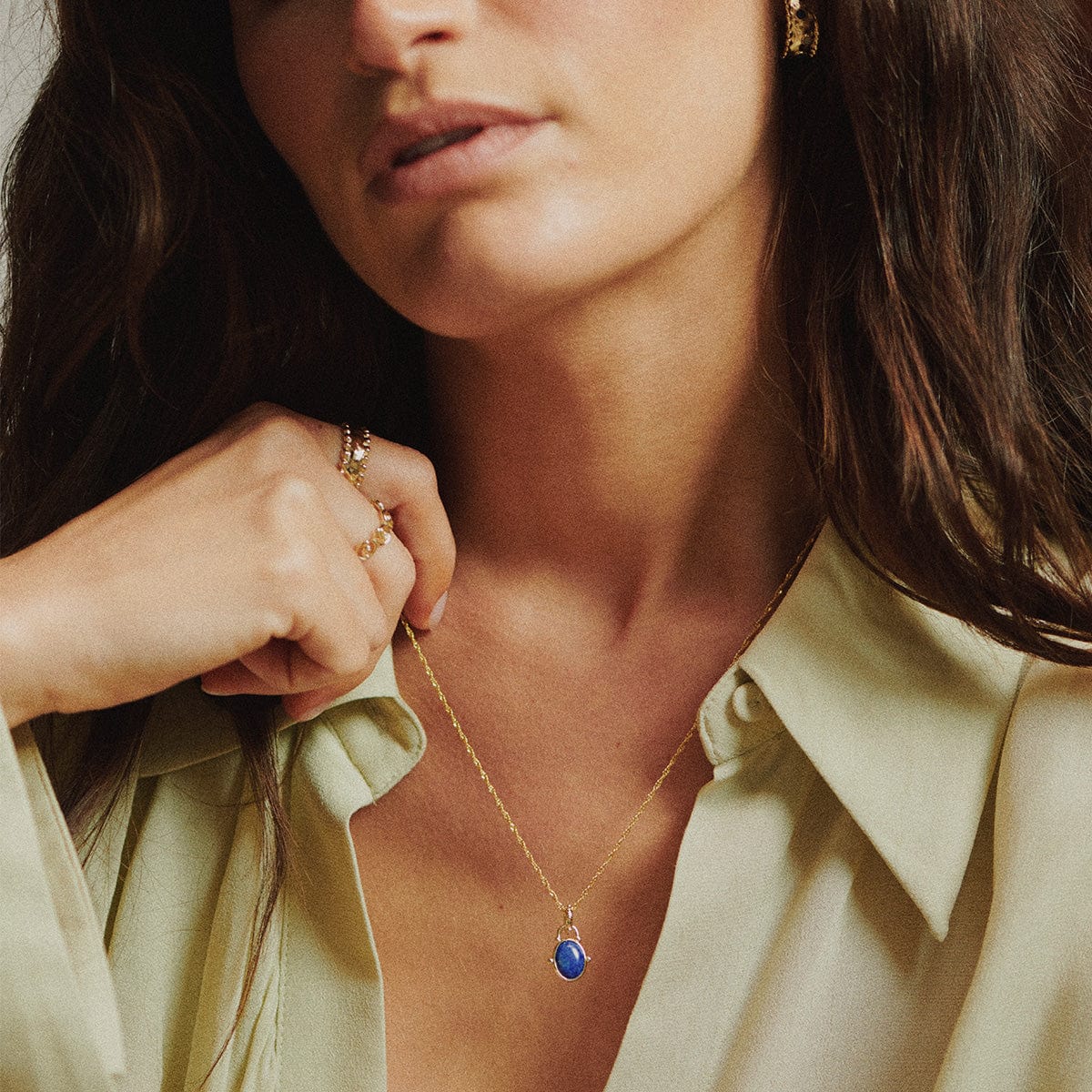 Amulet Lapis Necklace 18ct Gold Plate