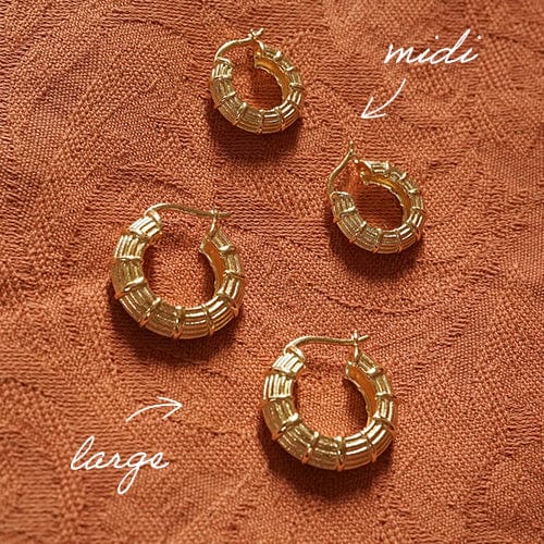 Apollo Hoop Earrings Layering Set 18ct Gold Plate
