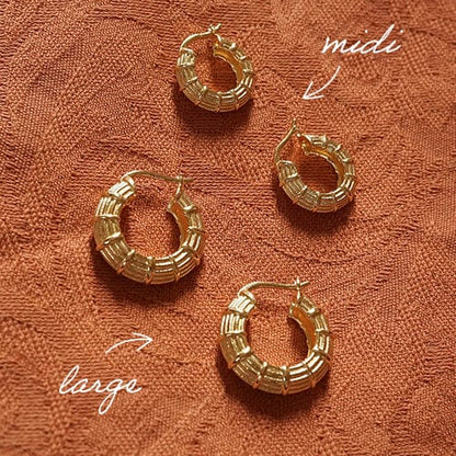 Apollo Hoop Earrings Layering Set 18ct Gold Plate