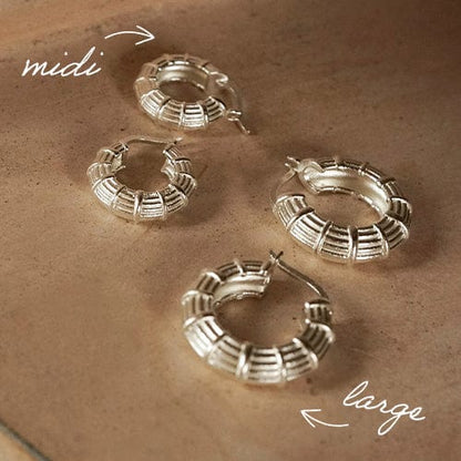 Apollo Hoop Earrings Layering Set Silver Plate