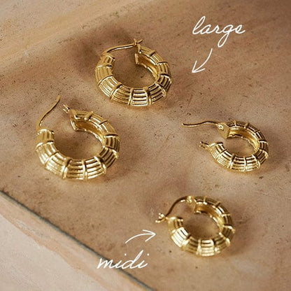Apollo Midi Hoops 18ct Gold Plate