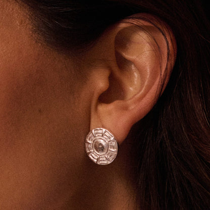 Apollo Oversized Stud Earrings Silver Plate