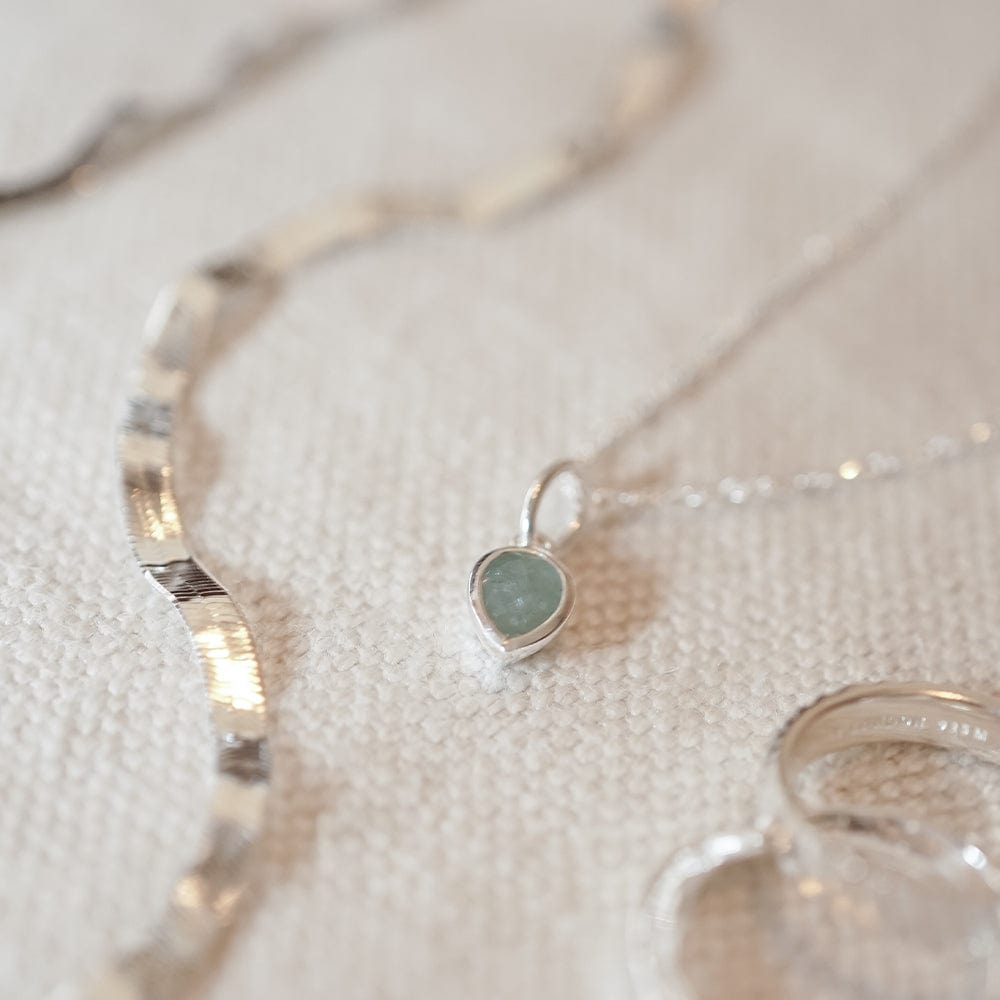 Aquamarine March Birthstone Charm Pendant Sterling Silver