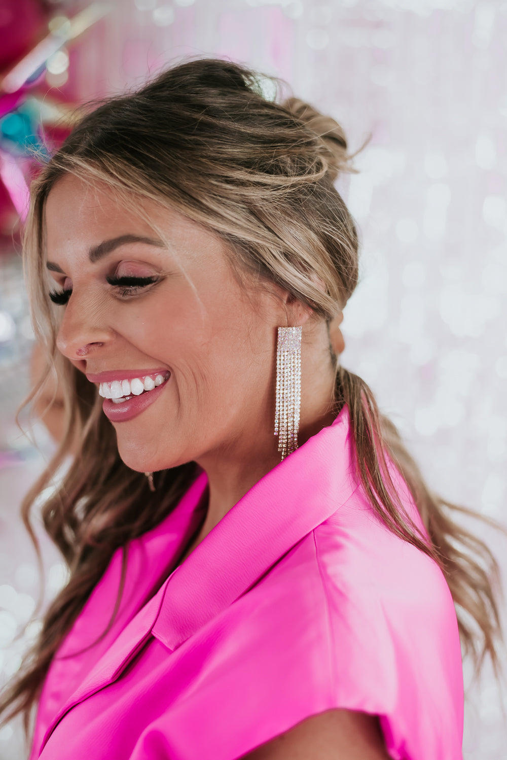 Rhinestone Tassel Earring, Gold