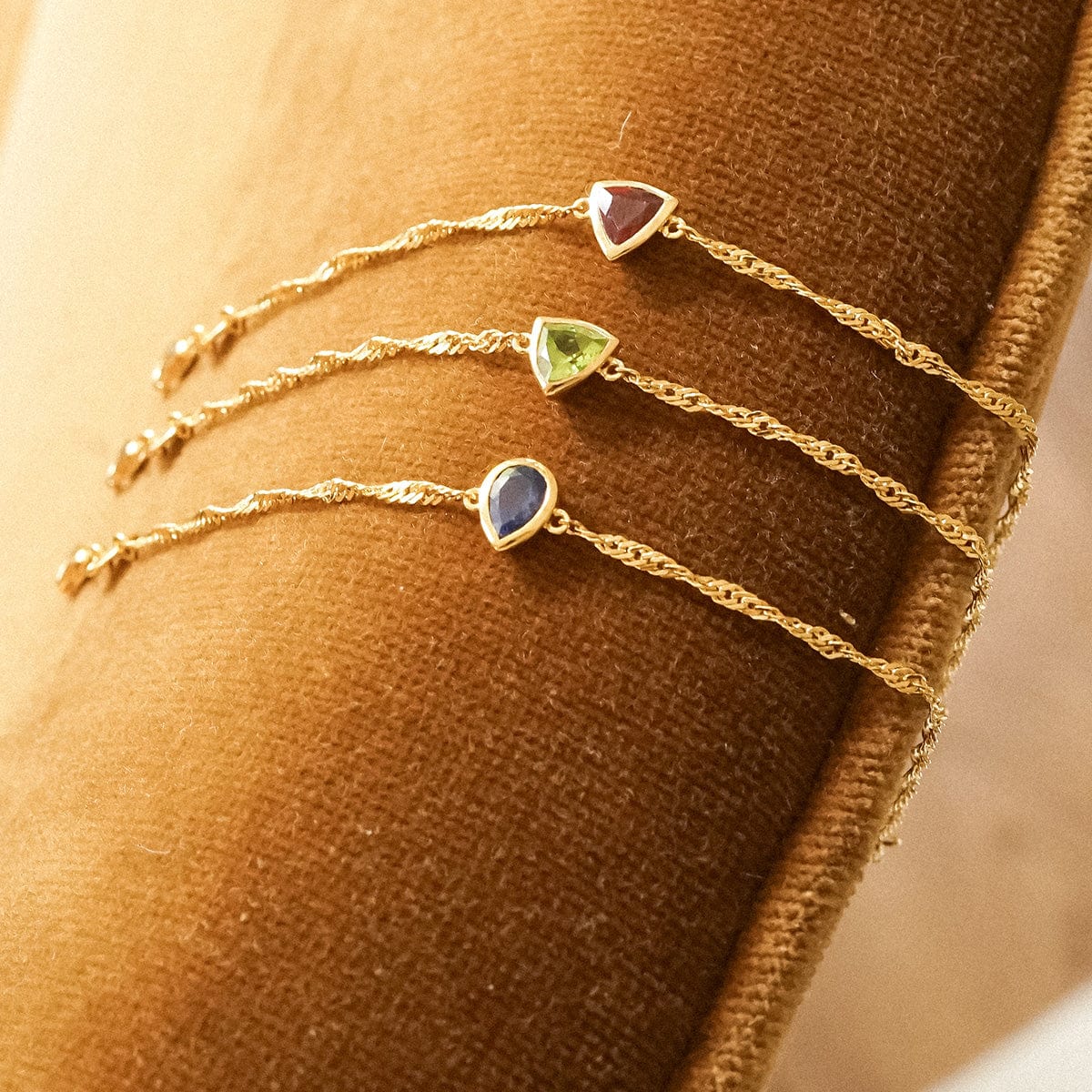 Birthstone Charm Bracelet 18ct Gold Plate