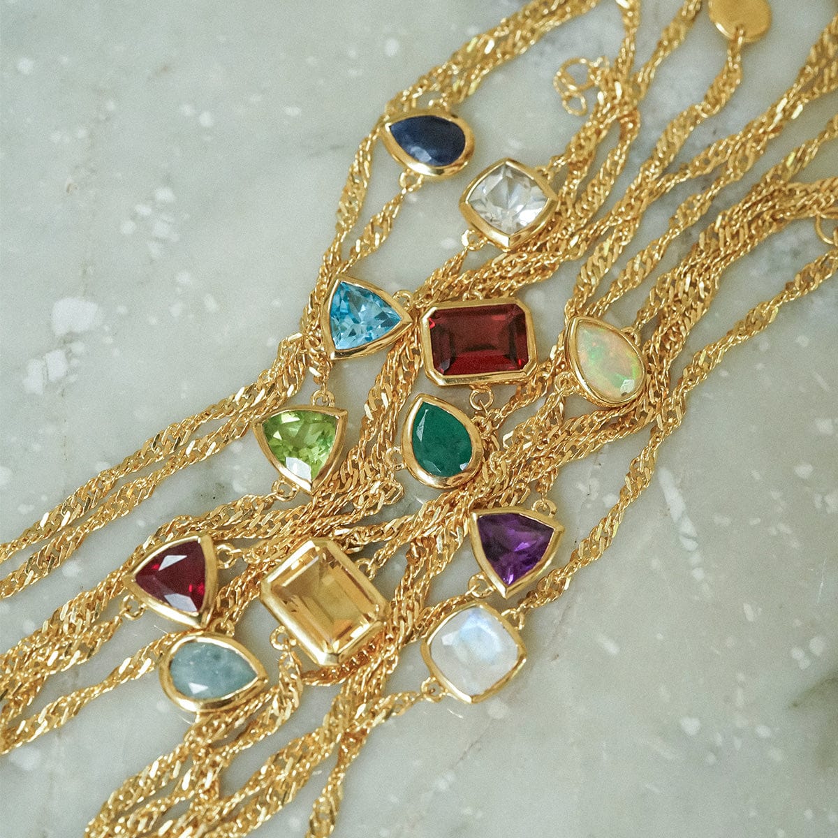 Birthstone Charm Bracelet 18ct Gold Plate