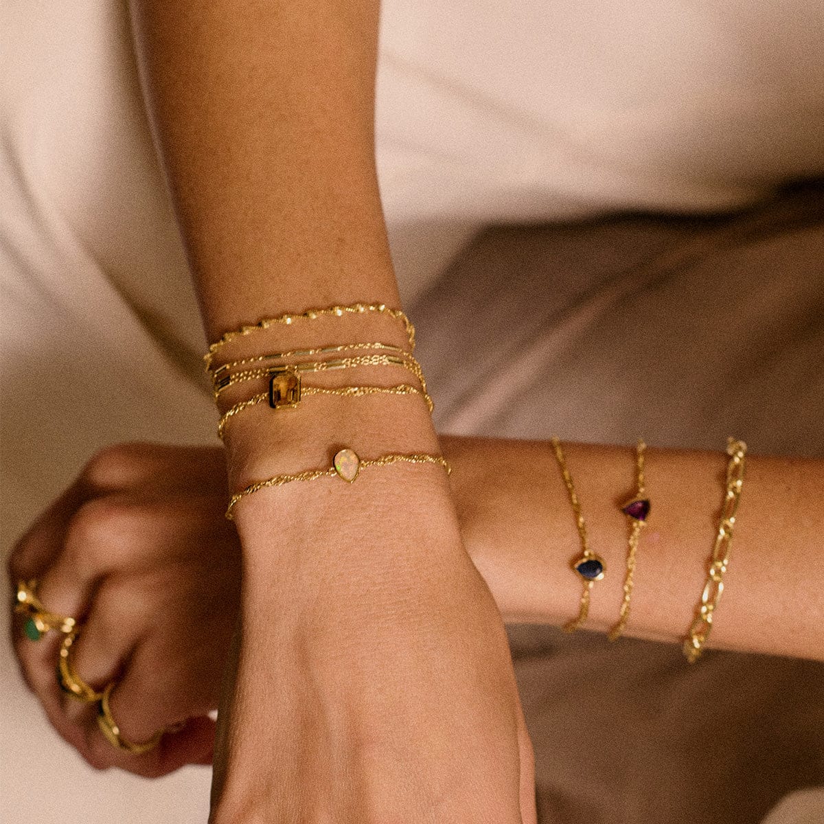 Birthstone Charm Bracelet 18ct Gold Plate
